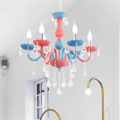 Macaron Color Matching Bedroom Crystal Chandelier Childrens Room Boys Girls Princess Room Living Room Dining Room Color Lights