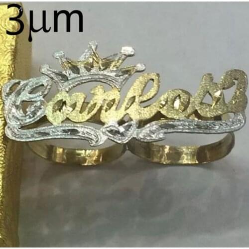 3UMeter Custom Name Ring Knuckles Name Ring Nameplate Ring Large Nameplate Custom Knuckles Two Finger ring Brass Double plating