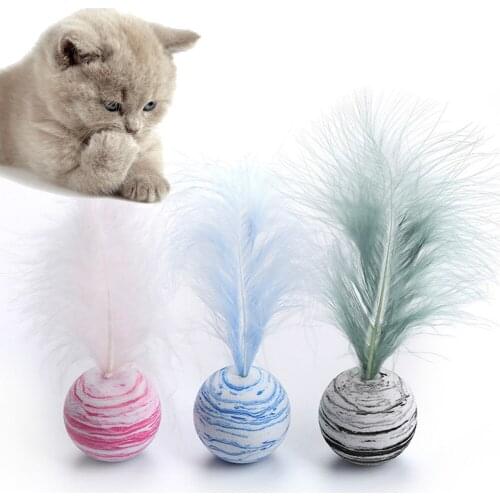 Interactive Cat Toy Star Balls Plus Feather High Quality EVA Material Light Foam Ball Throwing Funny Plush Toy Supplies