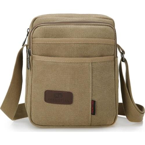 Classical Simple Vintage Style Canvas Bag Small Shoulder Bag Messenger Bag with Front Hidden Zip Pockets Anti-theft Bag