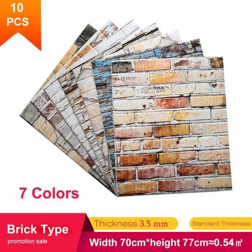 10pcs Wall Stickers Self adhesive Wallpaper Peel and Stick 3D Panel Living Room Brick Bedroom Kids Room Brick Papers Home Decor