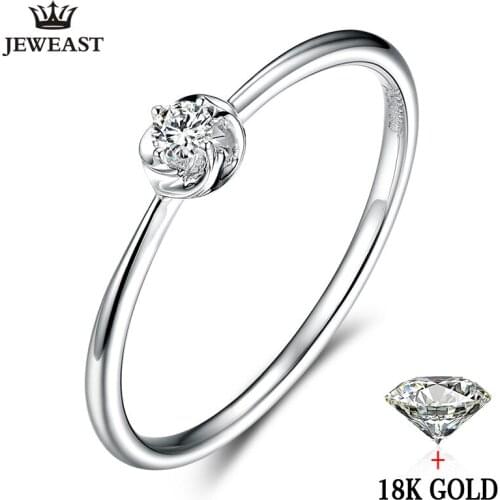Natural diamond Ring 18k Pure Gold Wedding Real 750 Solid Classic Trendy Women Hot Selling Present drop shipping Party 2020 New