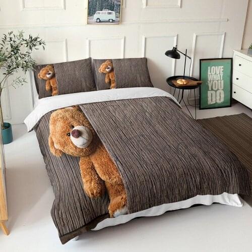 3D Anime Duvet Cover Set Modern Fashion Bear Custom Printed Queen Size Cartoon Bedding Set Home Bed Linen Roupa De Cama Solteiro