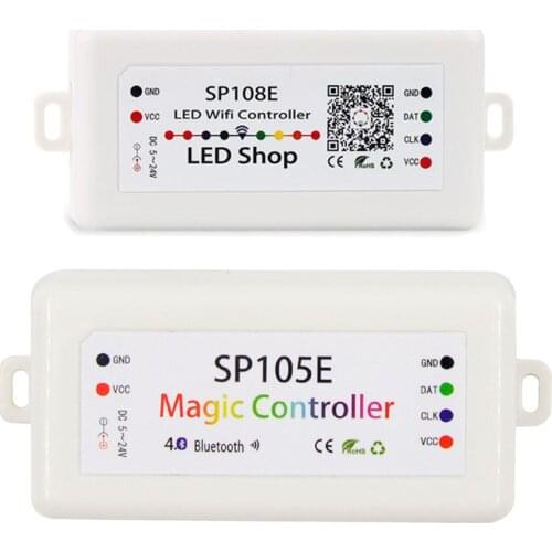 WS2812B WS2811 Wifi Controller SP108E SP105E Bluetooth APP Remote For RGB RGBW APA102 APA106 SPI Pixel LED Strip DC 5-24V