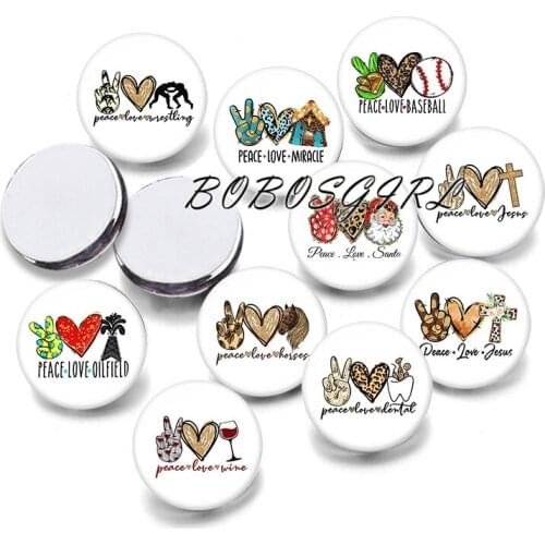 PEACE LOVE 12mm/18mm/20mm/25mm/30mm Round Glass Cabochon Flat Back Making Findings P5690