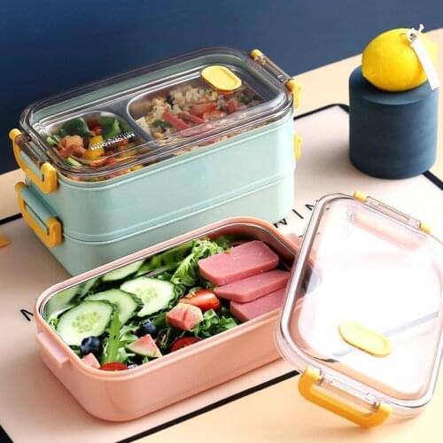 304 Stainless Steel Lunch Box Bento Box for Student Office Worker Double-layer Heating Lunch Container Food Storage Container