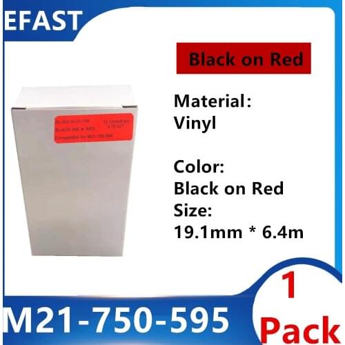 1 Pack M21 750 595 Vinyl Label Ribbon white on red For BMP21 PLUS Printer M21-750-595 19.1mm * 6.4m