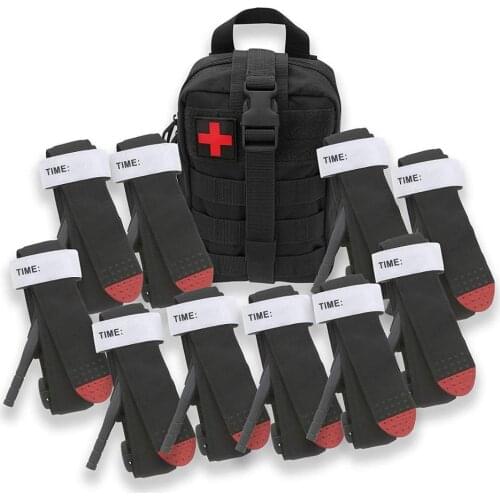 Medical Tourniquet + Rip Away IFAK Bag Combat Outdoors Emergency Medical First Aid Equipment One-Handed Tourniquet