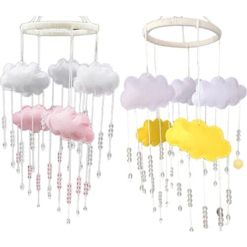 Baby Crib Mobile Clouds Rattle Crystal Beads Bed Bell Nursery Cot Wind Chime Toy Newborn Room Hanging Decoration Shower Gifts