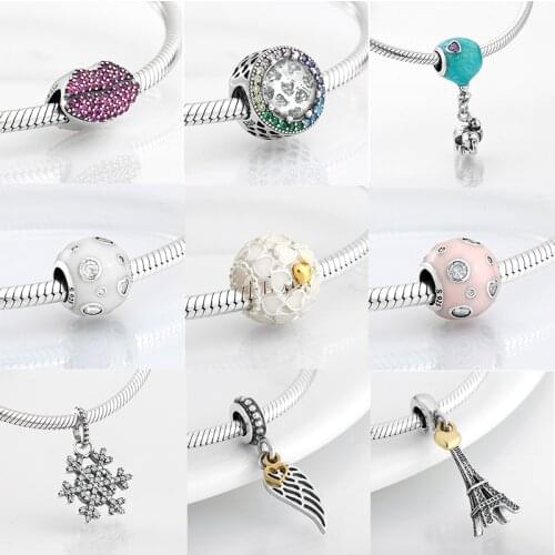 Fashion 925 Sterling Silver dramatic white enamel heart golden beads Fit Original JIUHAO Charm Bracelet Jewelry making