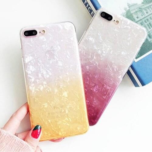 Fashion Conch Shell Bling Phone Case For iPhone X 8 7 6 6S Plus 5 5S Ultra-thin Gradient Candy Color Clear Soft TPU Back Cover
