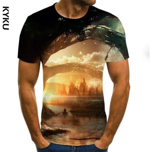 Forest theme mens T-shirt 3D graphics T-shirt casual Harajuku tops summer fashion round neck shirt plus size streetwear