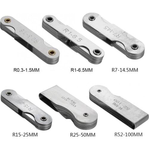 Stainless Steel Radius Fillet Gauge External Internal Concave Convex Measuring Tool R0.3-1.5MM R1-6.5MM R7-14.5MM R15-25MM