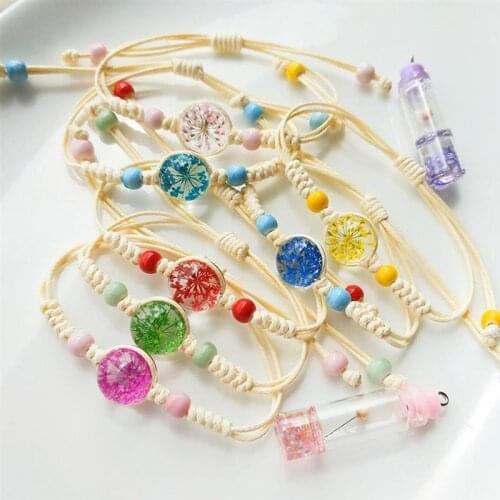 2021 New Women Glass Ball Dried Gypsophila Bracelet Simple Fashion Dried Flower Bracelet Charm Bracelet for Women