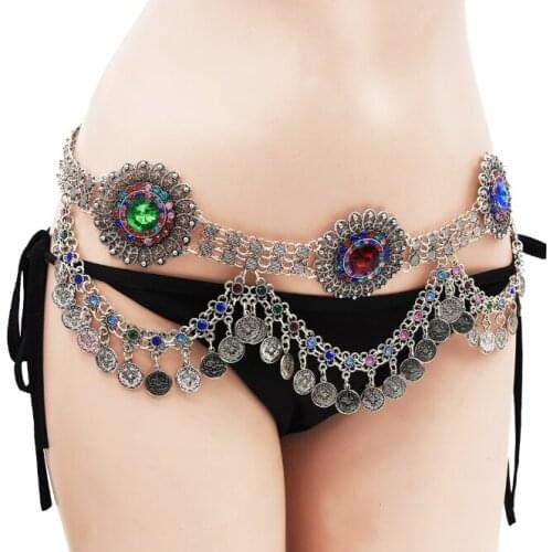 New Fashion European And American Tassel Waist Chain Beach Leisure Diamond Inlaid Alloy Retro Body Chain Girls' Decorations