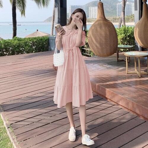 NEW Summer Fashion Cotton Linen Maternity Long Dress Elegant Sweet Cute Loose Clothes for Pregnant Women Pregnancy M-4XL