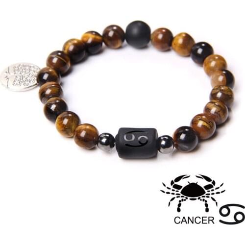 New 12 Zodiac Cancer Constellation Guardian Bracelets For Women Men Lava Yoga Essential Oil Diffuser Balance Friendship Bracelet