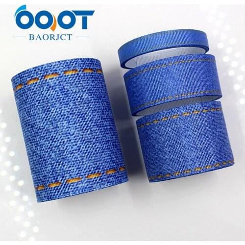 OOOT BAORJCT G-18524-298,10 yard 25/38 mm jeans series Printed grosgrain ribbons,DIY Hair accessories Material wedding gift wrap