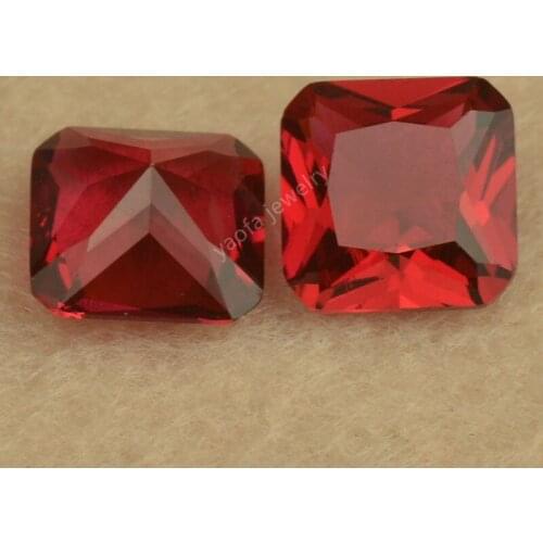 Wholesale 3x3~12x12mm 5A 5# Dark Rose Red Glass Stone Square Octangle Shape Princess Cut Synthetic Glass Gems For Jewelry DIY