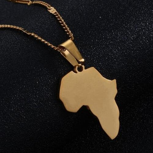 Stainless Steel African Map Pendant Necklace Fashion Map of Africa Women Jewelry