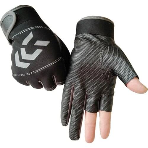 Fishing Gloves Cotton 3 Finger Cut Waterproof Anti-slip Sea Fishing Glove Outdoor Riding Hiking Sports Carp Fishing Accessories