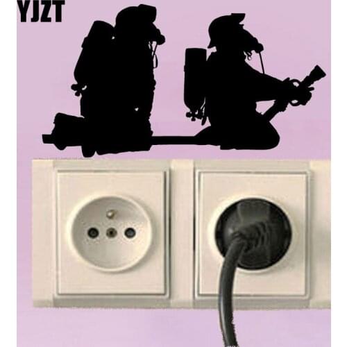 YJZT Firemen Firefighter Fire Hose Fashion Wall Sticker Home Bedroom Switch Decal 8SS-2653