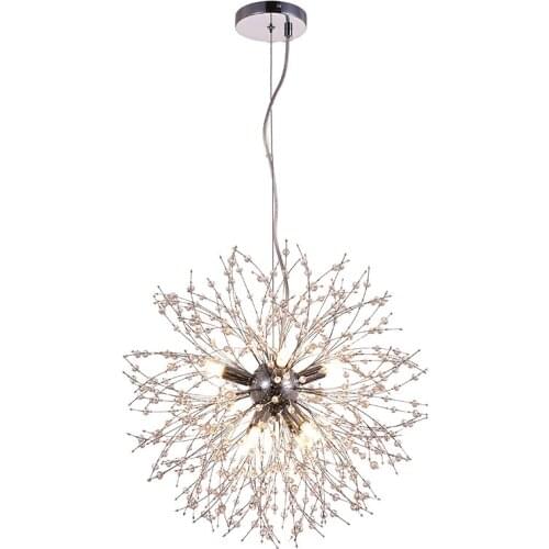 Modern Crystal Chandeliers Firework LED Wrought Iron Chandelier Pendant Lighting Lamp LED Ceiling Light Fixtures for Dining Room