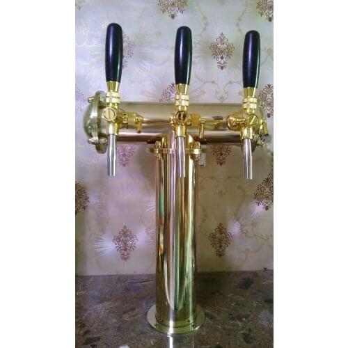 T shape beer selling tower with 3 golden taps units