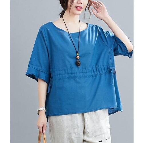Oversized Women Cotton Linen Casual T-shirts New Arrival 2021 Summer Simple Style Solid Color Loose Female Tops Tees S2938