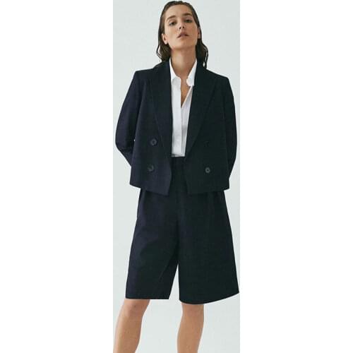 Summer Women Suits Peaked Lapel Custom Made 2 Pieces Set (Jacket +Shorts) Casual Daily Elegant Mormcore Blazer
