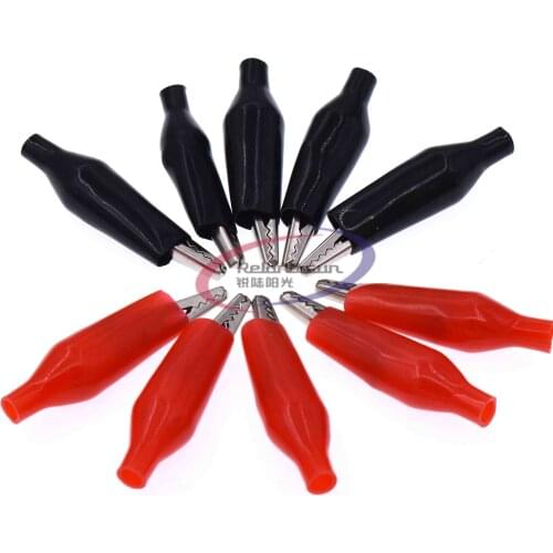 10Pair (=20pcs/lot) Black Red Soft Plastic Coated Testing Probe Aligator Clips Crocodile P2001