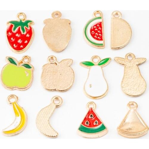 10pcs Enamel Fruit set Charm Pendant For Women Necklace Pendant Making Alloy Beads Fit Bracelet DIY Jewelry Accessory js2203