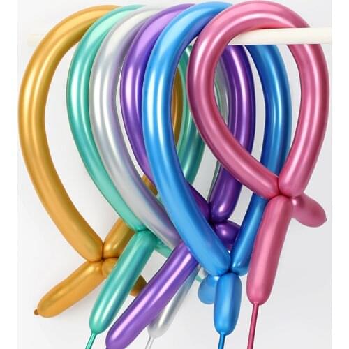 10pcs Long New Glossy Metal Pearl Latex Balloons Thick Chrome Metallic Colors Inflatable Air Balls Globos Birthday Party Decor