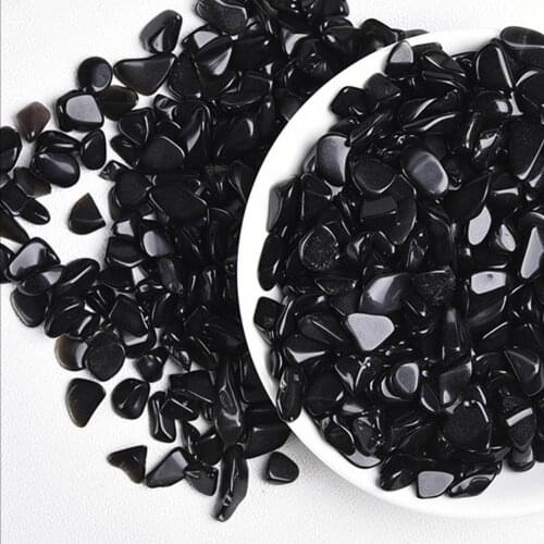100g Natural Black Obsidian Gravel Crystal Ore Specimen Fish Tank Garden Decoration Stones for Luck