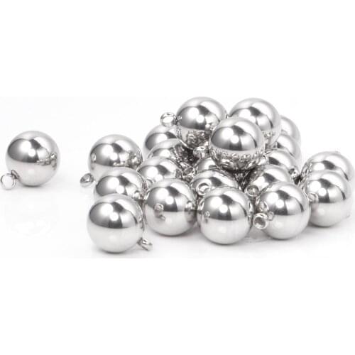 ASON 100pcs 8mm 10mm Stainless Steel Ball with Ring Jewelry Finding Pendant Charm Steel Beads for DIY Jewelry Making