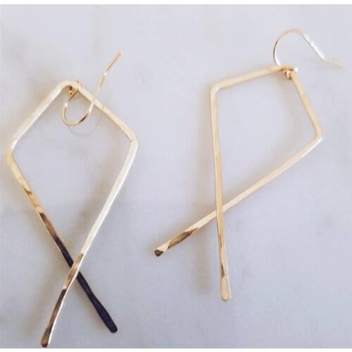 14K Gold Hammered Earrings 925 Silver Minimalism Jewelry Earrings Oorbellen Brincos Pendientes Boho Earrings For Women