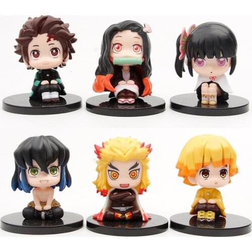 6pcs/set Anime Demon Slayer Kimetsu No Yaiba Figure Q ver. Kamado Tanjirou Kamado Nezuko Agatsuma Figurine pvc model Toys 6-7cm