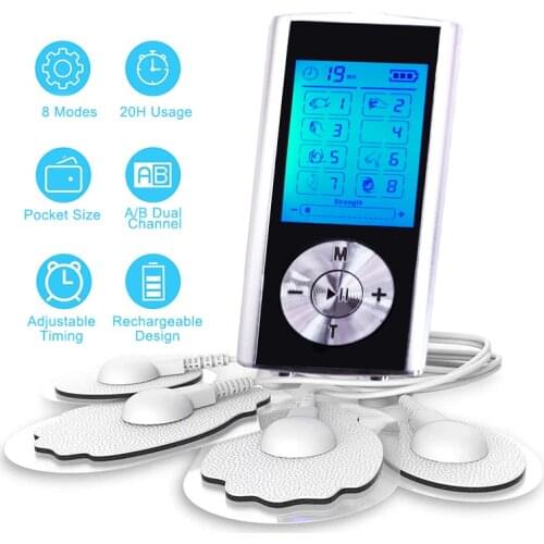 8 Modes Eletric Compex Muscle Stimulator EMS Pulse Meridian Physiotherapy TENS Machine Electrodes Low Frequency Pads Massageador