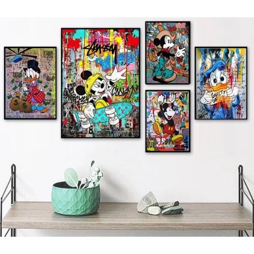 Disney 5D Diamond Painting Street Graffiti Art Mickey Minnie and Donald Duck Embroidery Cross Stitch Kits Mosaic Home Decor Gift