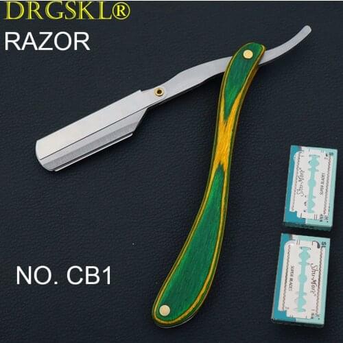 DRGSKL mens manual shaving razors Colored wooden handle barber shaver Hairdresser razor change blade type rzaor NO.CH1