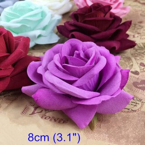 Handmade Decorative Flowers 8cm (3.1") Fabric Rose Flowers For Garland & Bouquet Making,Wedding Party Festival Decoration Flower