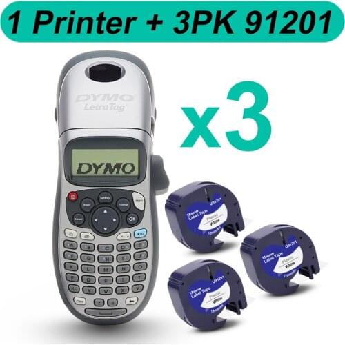 DYMO Label Machine DYMO LetraTag LT-100H Label Printer with 12mm Black on White Plastic 91201 Label Ribbon for DYMO Label Maker