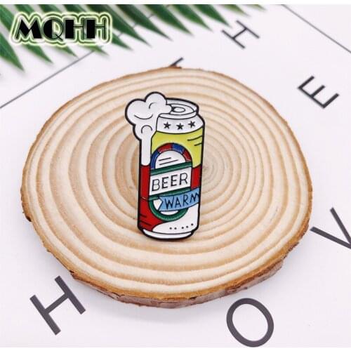 Creative Cartoon Color Beer Beverage Enamel Brooch BEER WARM Alloy Badge T-shirt Bag Pin Accessories Women Jewelry Gifts For Kid