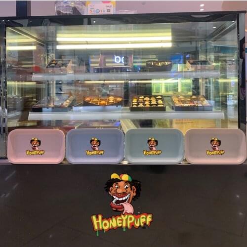 HONEYPUFF Large Acrylic Rolling Tray Unique Biodegradable Plastic Rolling Trays Travel-Friendly Light Weight