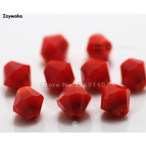 Isywaka 38pcs Solid Red Color 8mm Bicone Austria Crystal Beads charm Glass Beads Loose Spacer Bead for DIY Jewelry Making