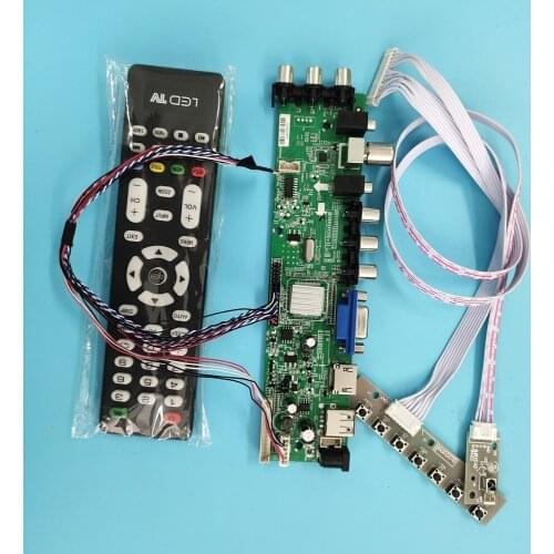 Kit For B156XTN0(2.1)(2.3)(2.4) remote DVB-T DVB-T2 USB HDMI VGA AV LED TV 1366X768 40pin 15.6" Signal controller board digital