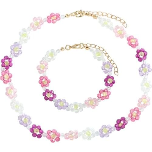 Best Lady INS Korean Colorful Daisy Flower Beads Necklace for Women Trendy Handmade Choker Necklace Holiday Jewelry Wholesale