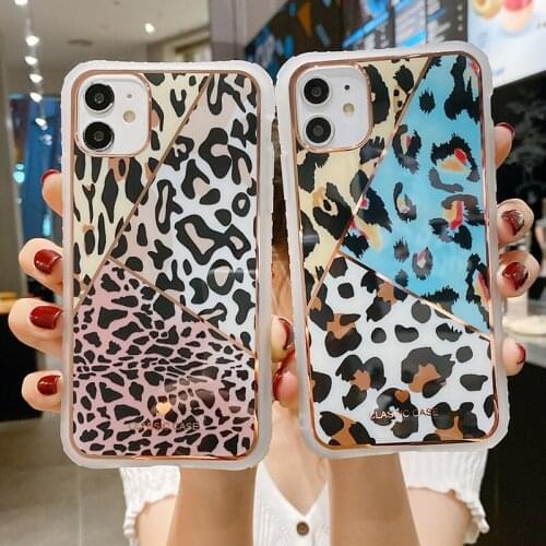 Cute Geometry Leopard Phone Case For iPhone SE 2020 12 Mini 11Pro XS Max XR X 7 8 Plus Shockproof Cover Fundas