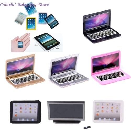 1PC Diy Accessories Simulation Mini Laptop Computer Flat-Panel LCD TV Tablet PC Miniature Crafts Doll House Deco 1:12 Doll House