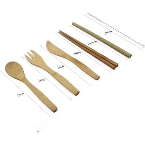 4-Pcs Wood Bamboo Tableware Set Flatware Cutlery Stainless Steel 304 Utensils Kitchen Dinnerware include Knife Fork Spoon